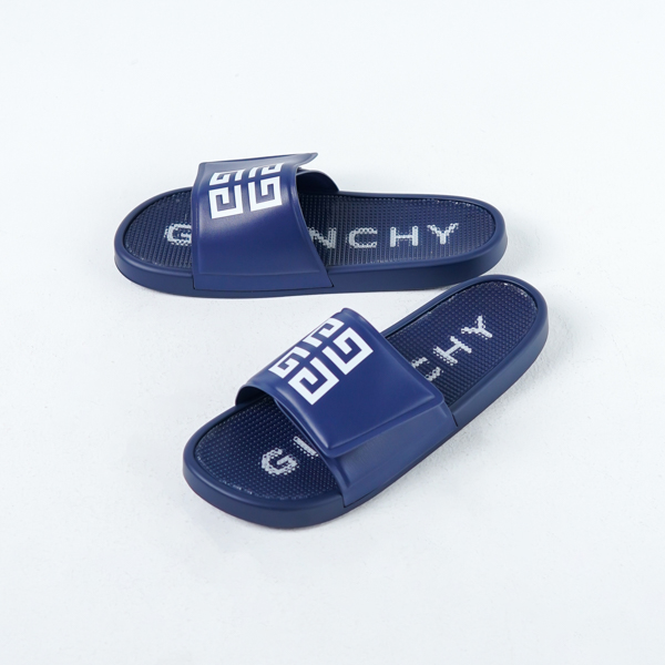 Givenchy Sandal GIVENCHY 4G LOGO WHITE NAVY VELCRO RUBBER SLIDE 100% ORIGINAL