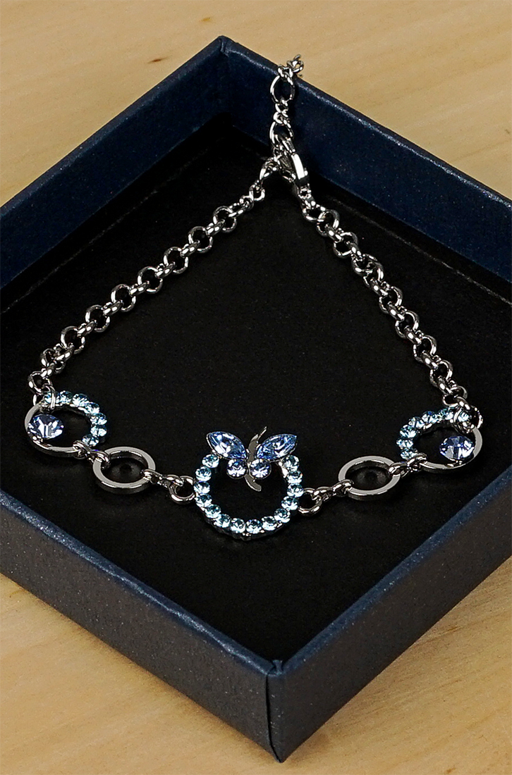 Glamorousky Sky Blue Butterfly Bracelet with Austrian Element Crystals