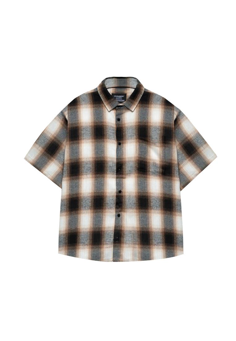 Gloaming Kemeja Flanel Boxy Fit Oversize Pendek Cotton Flanel Averin Unisex