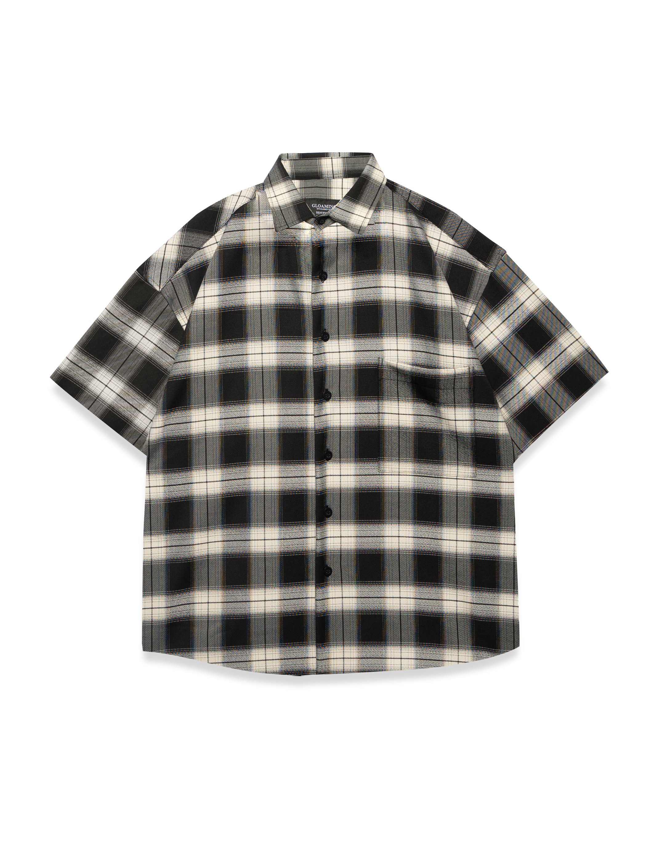 Gloaming Kemeja Flanel Boxy Oversize Pendek Rivaro Cotton Flanel Pria