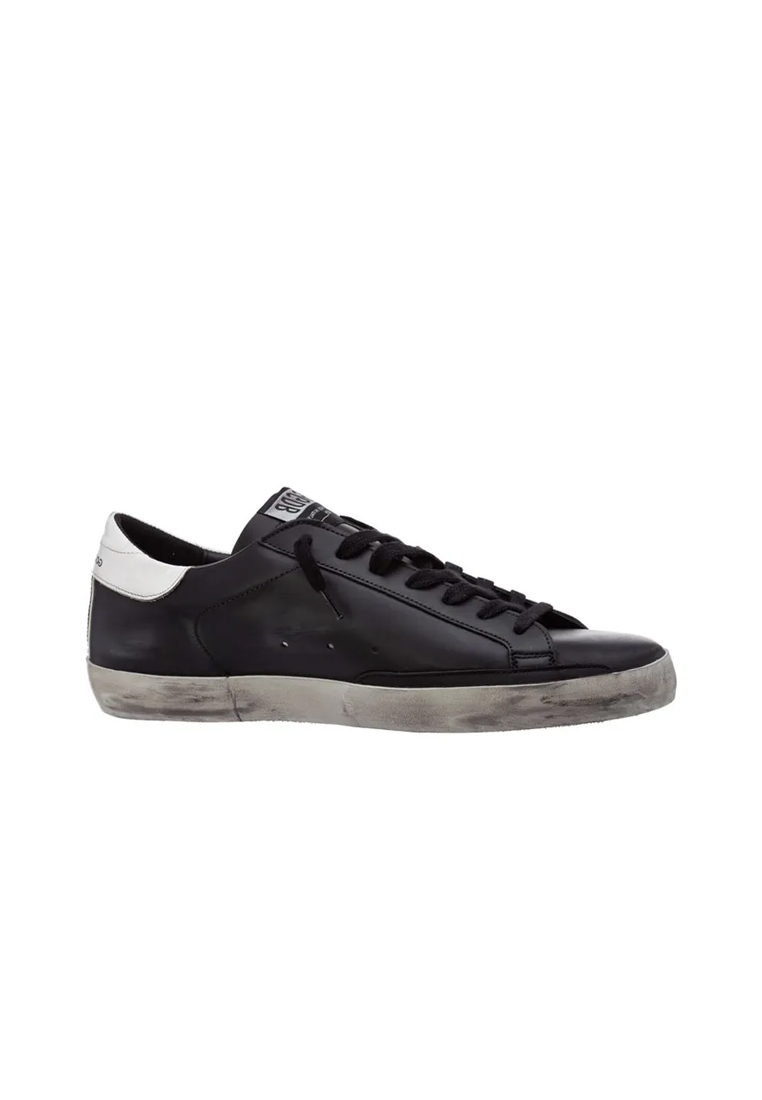 GOLDEN GOOSE Men's Casual Shoes in Black with White Stitching GMF00101F000321