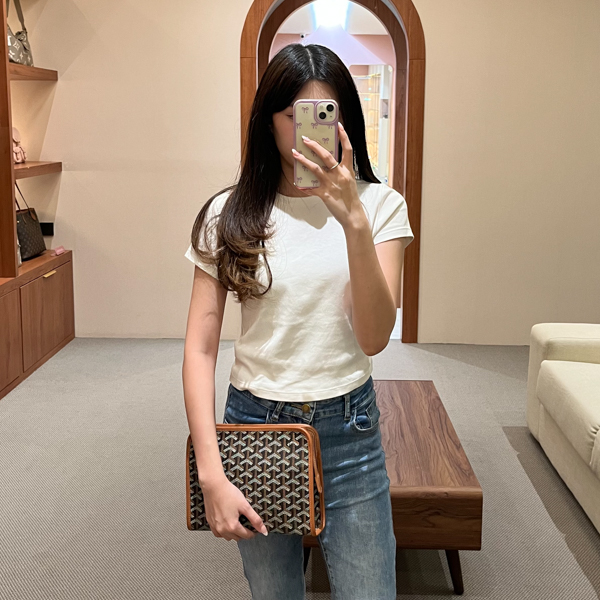 Goyard Tas GOYARD JOUVENCE BLACK TAN CLUTCH BAG 100% ORIGINAL