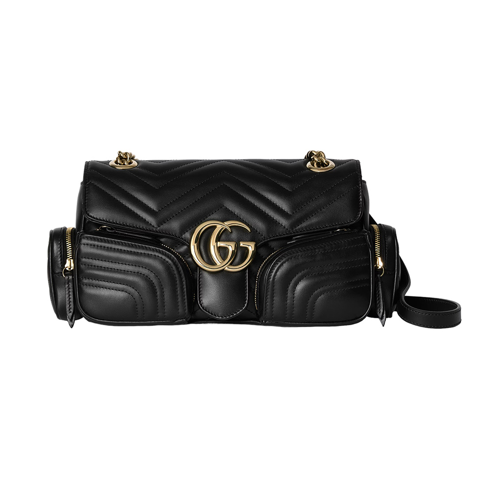 Gucci GG Marmont 2.0 Small Flap Bag with Multi Pocket Black Ghw