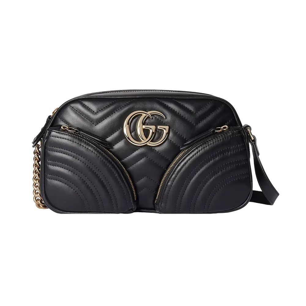 Gucci GG Marmont Quilted Chain Shoulder Bag Black