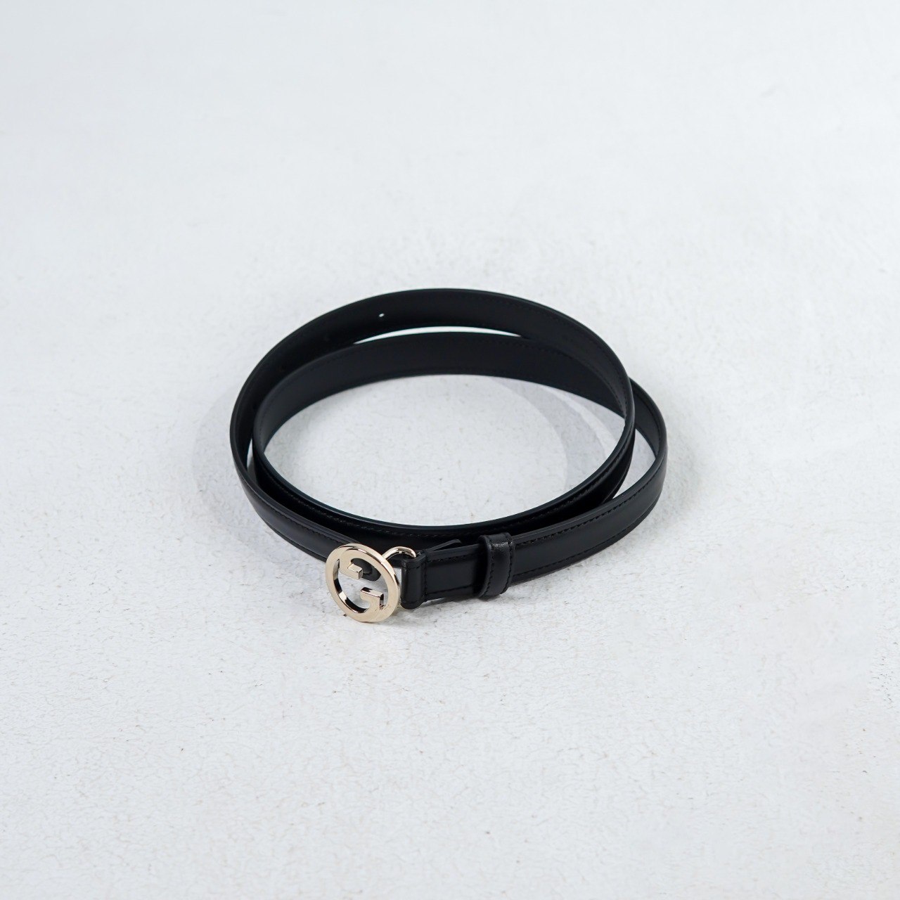 Gucci Ikat Pinggang GUCCI GG INTERLOCKING 2CM SILVER BLACK BELT 100% ORIGINAL