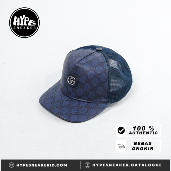 Gucci Topi GUCCI GG INTERLOCKING SHW MONOGRAM MESH NAVY CAP 100% ORIGINAL
