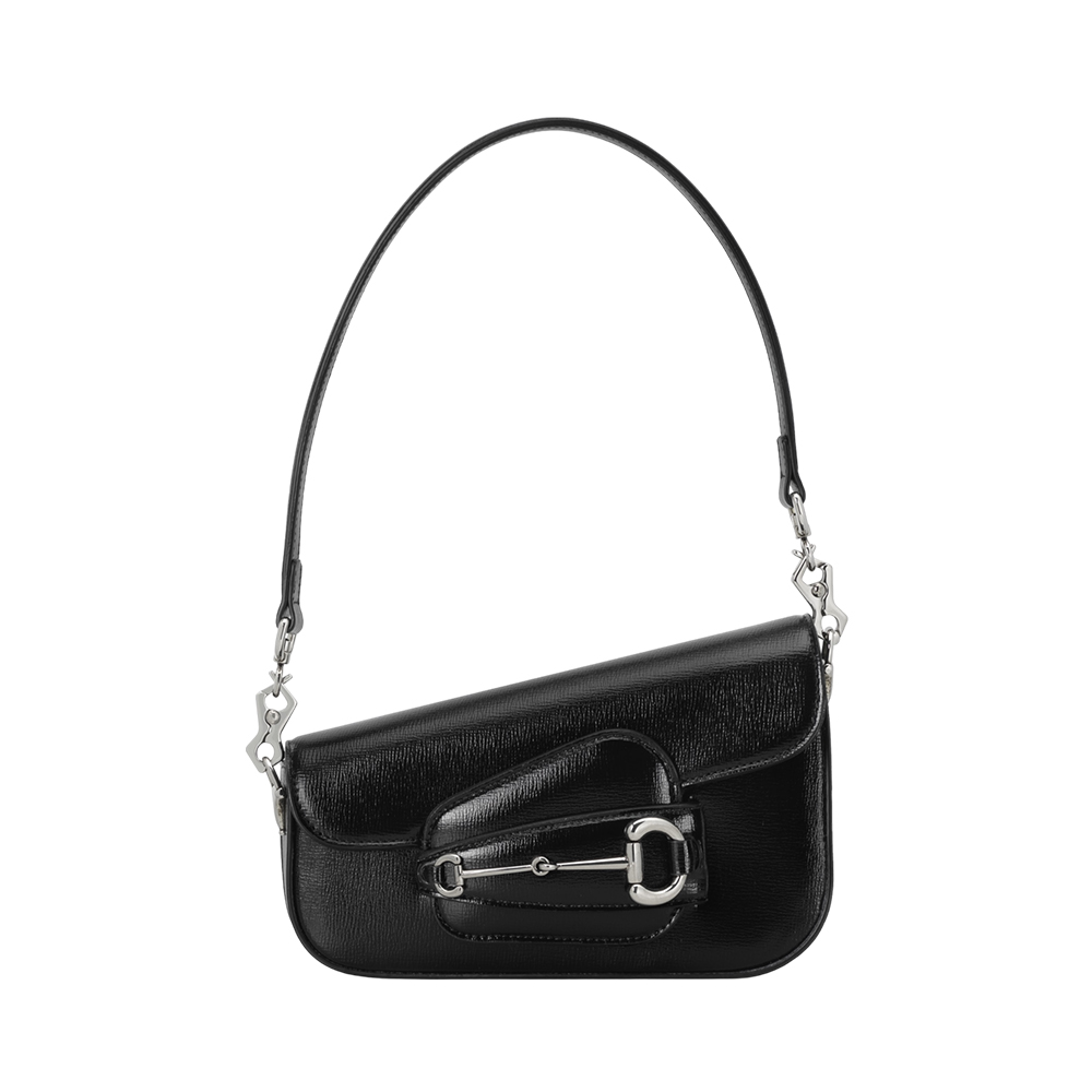 Gucci Horsebit 1955 Mini Asymmetrical Leather Shoulder Bag Black
