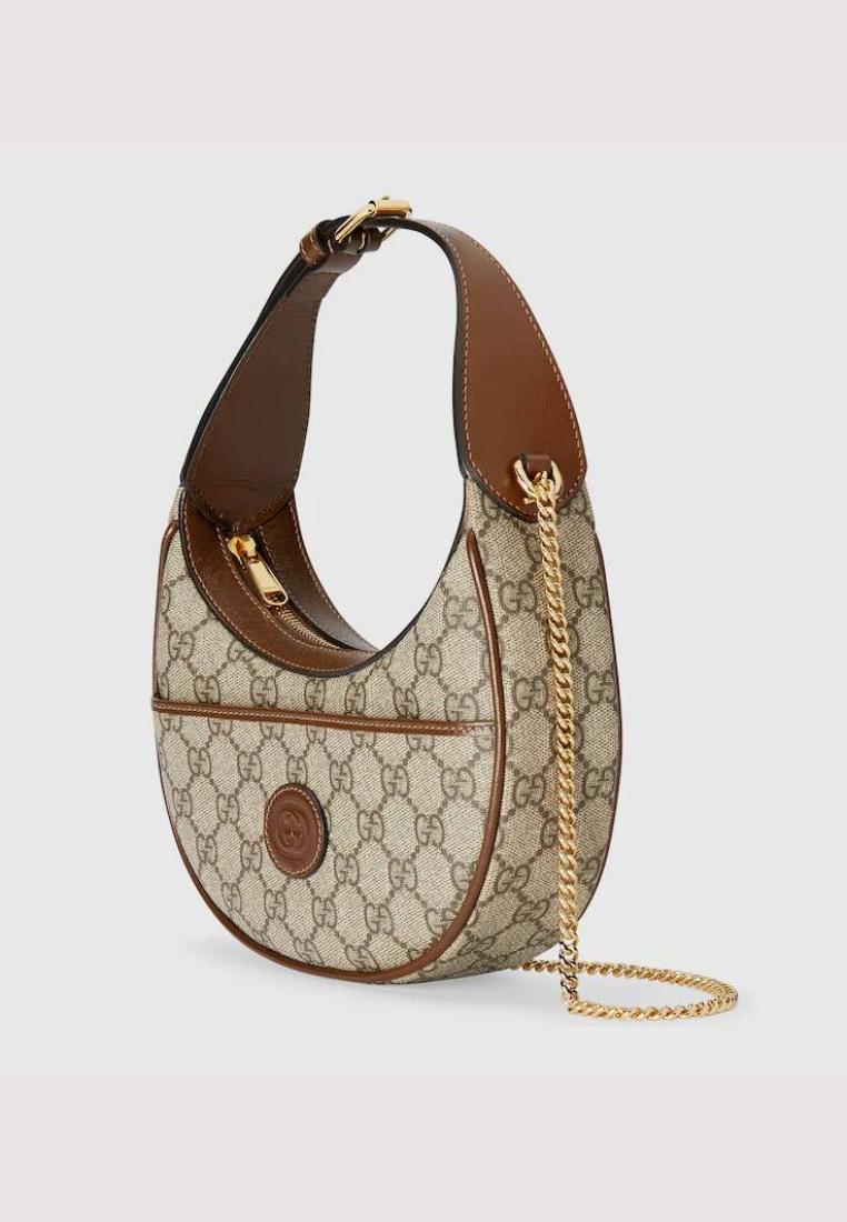 Gucci Half Moon Shaped Mini bag With Interlocking G Beige Ebony