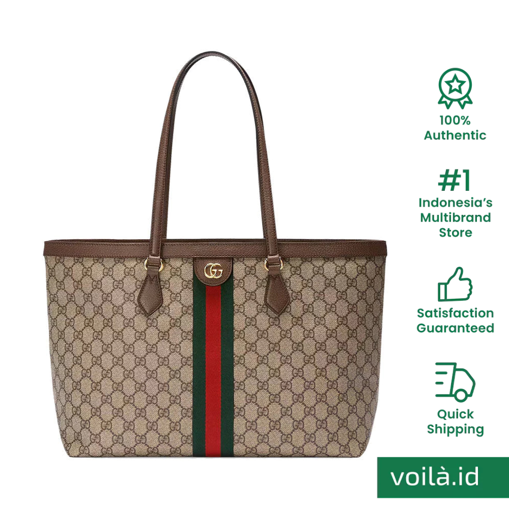 Gucci GG Ophidia Medium Tote Bag Beige Ebony