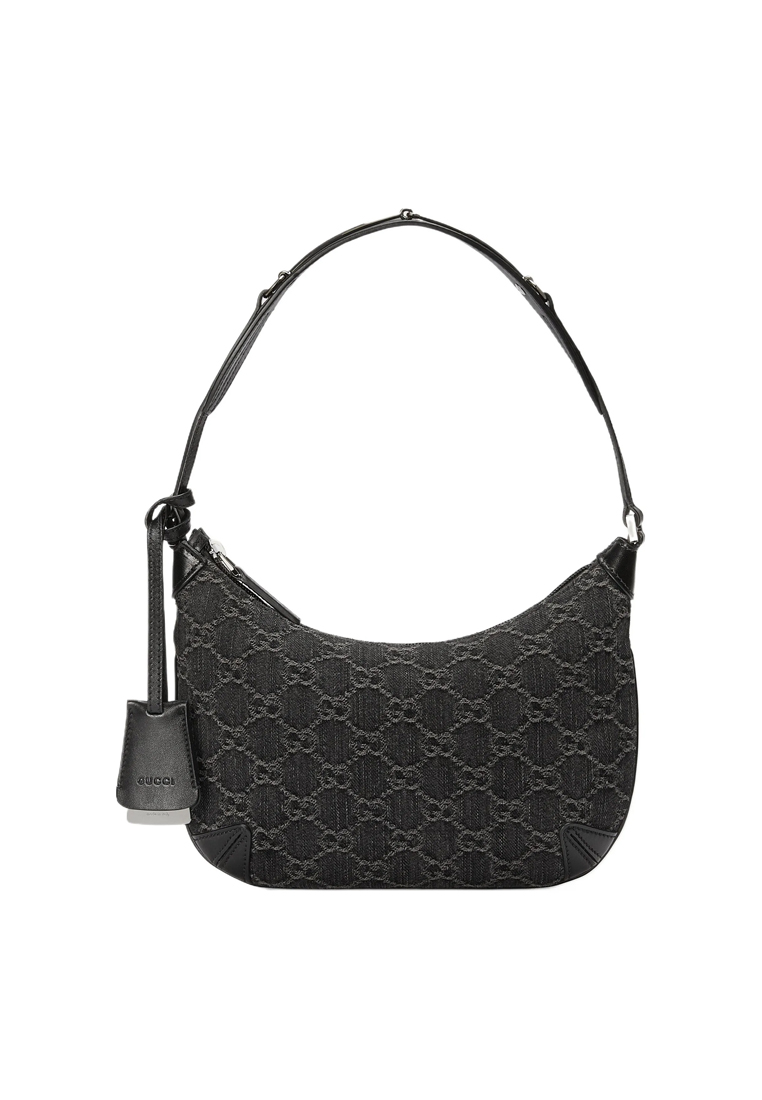 Gucci Horsebit GG Denim Slim Small Shoulder Bag in Black 774719 FACZ1