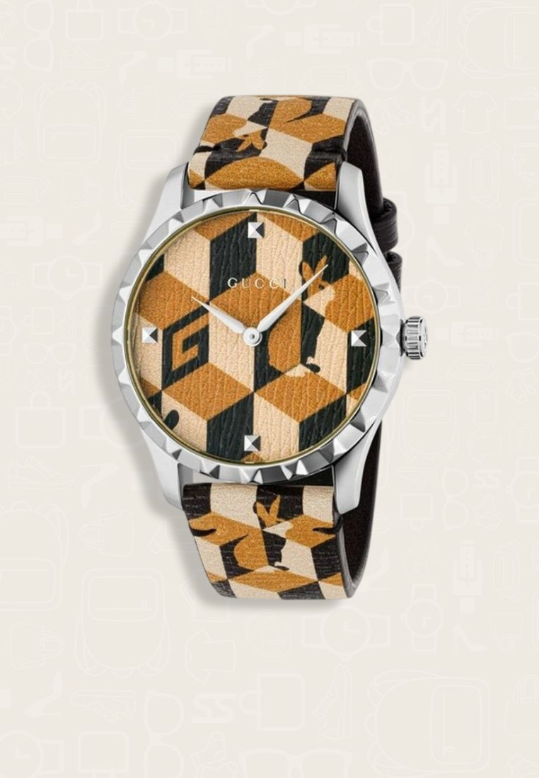 Gucci Jam Tangan Pria Gucci G-Timeless Multicolored Dial Quartz Watch