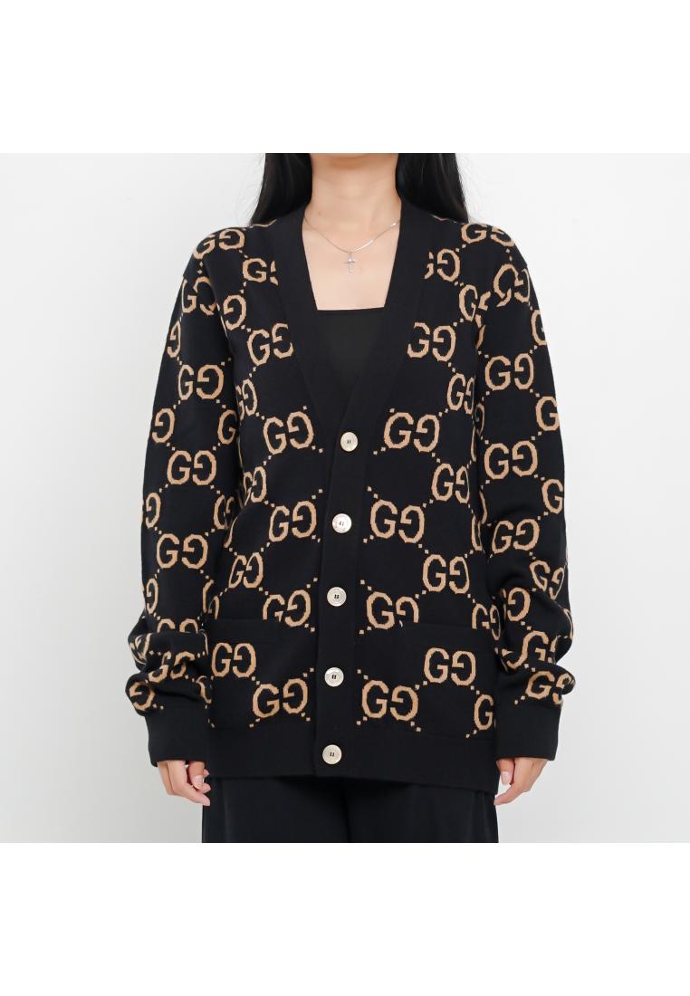 Gucci Cardigan GUCCI BIG GG MONOGRAM BROWN BLACK WOOL CARDIGAN 100% ORIGINAL