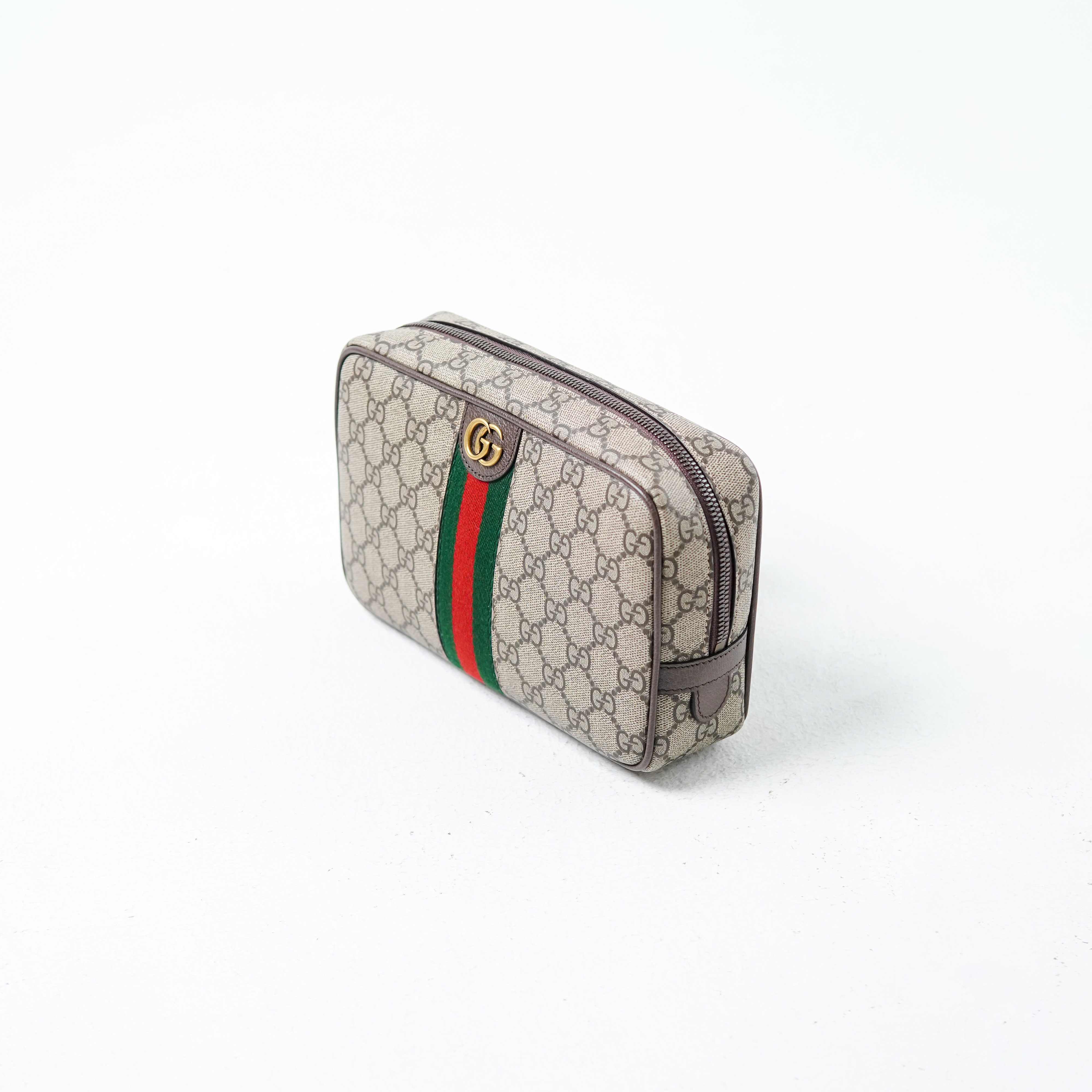 GUCCI Tas GUCCI SAVOY OPHIDIA GG MONOGRAM BEIGE BROWN STRIPE RED GREEN POUCH 100% ORIGINAL
