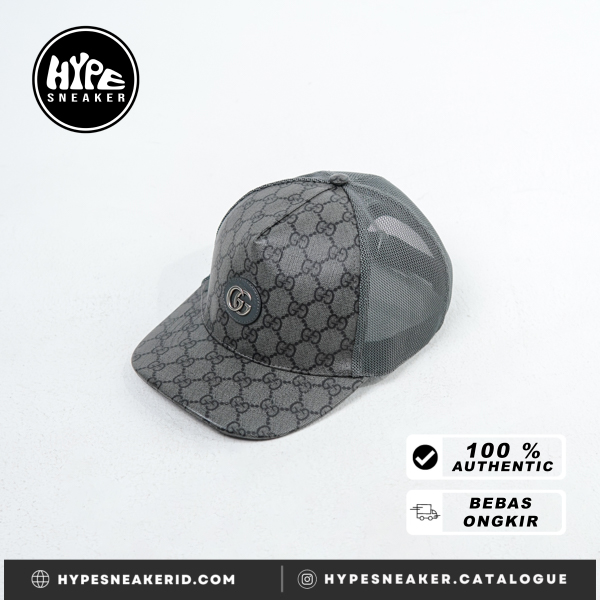 Gucci Topi GUCCI GG INTERLOCKING SHW MONOGRAM MESH GREY CAP 100% ORIGINAL
