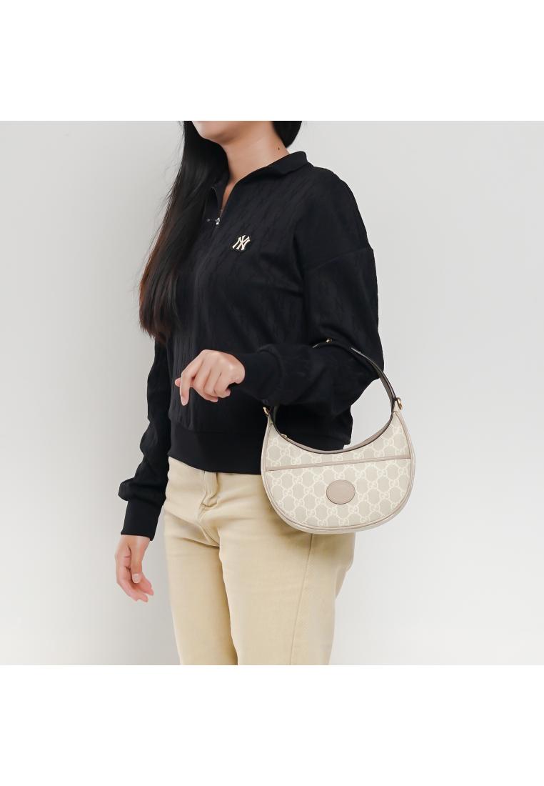 Gucci Tas GUCCI OPHIDIA GG MONOGRAM BEIGE BROWN OVAL LOGO HALF MOON BAG 100% ORIGINAL
