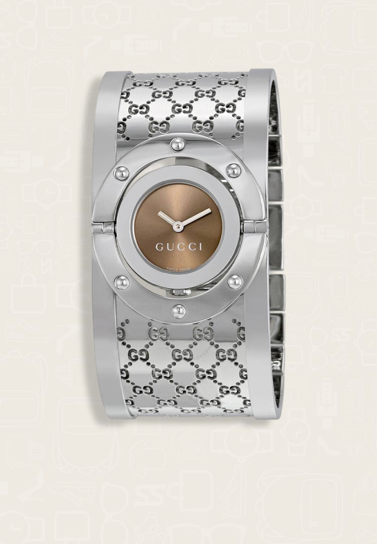 Gucci Jam Tangan Wanita Gucci Twirl Silver Brown