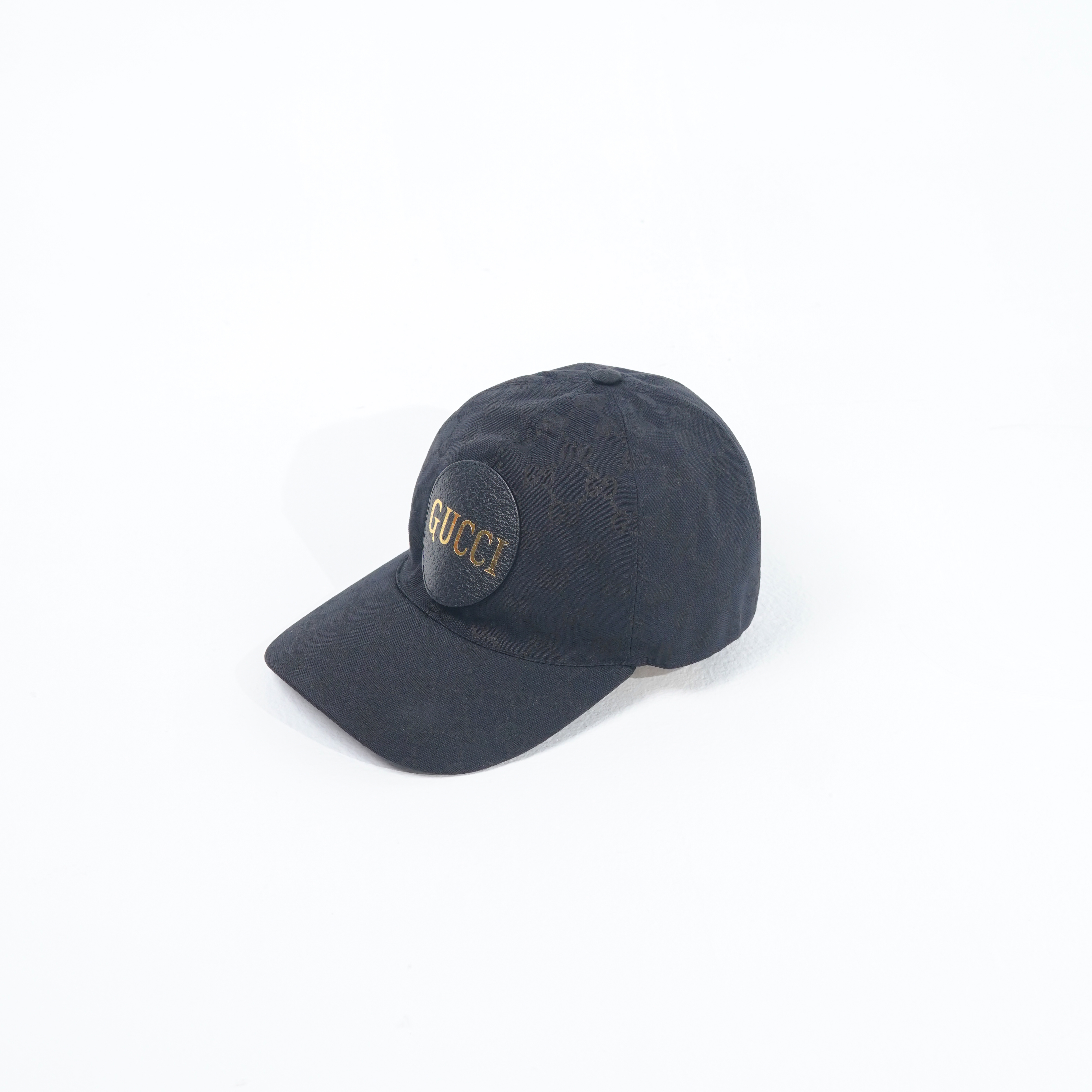 Gucci Topi GUCCI GG SUPREME GOLD TEXT PATCH BLACK CAP 100% ORIGINAL
