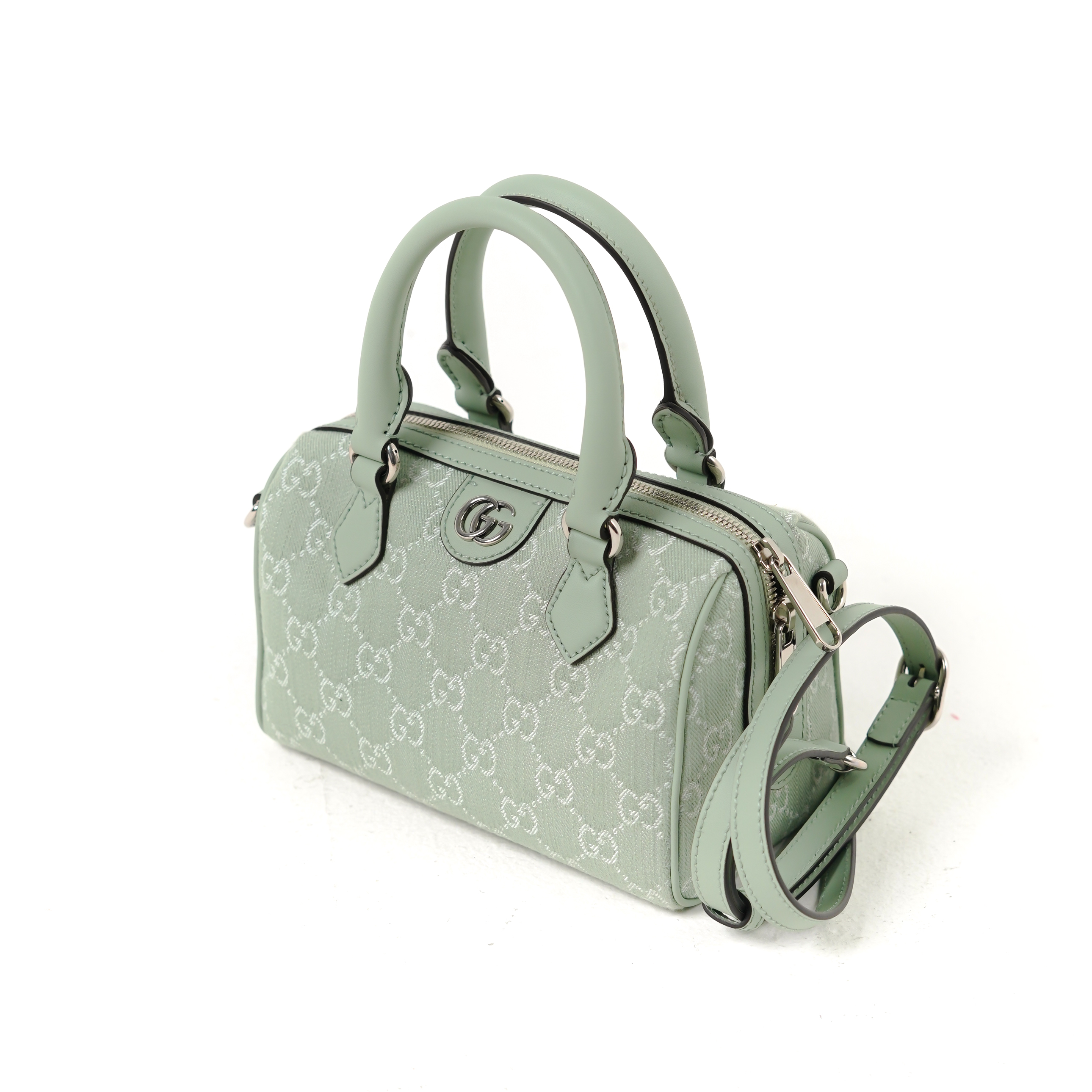 Gucci Tas GUCCI OPHIDIA SHW MINT CANVAS MINI DUFFLE BAG WITH LS 100% ORIGINAL