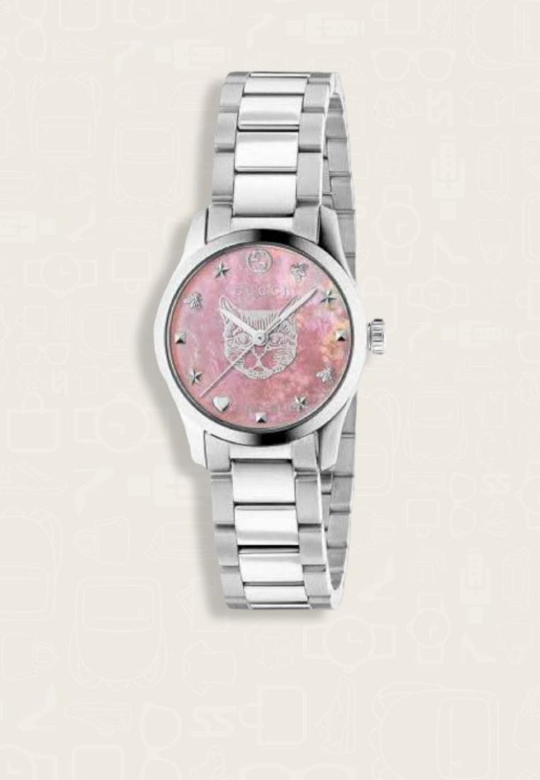 Gucci Jam Tangan Wanita Gucci Pink Mother of Pearl Face 27mm Stainless Stell Watch