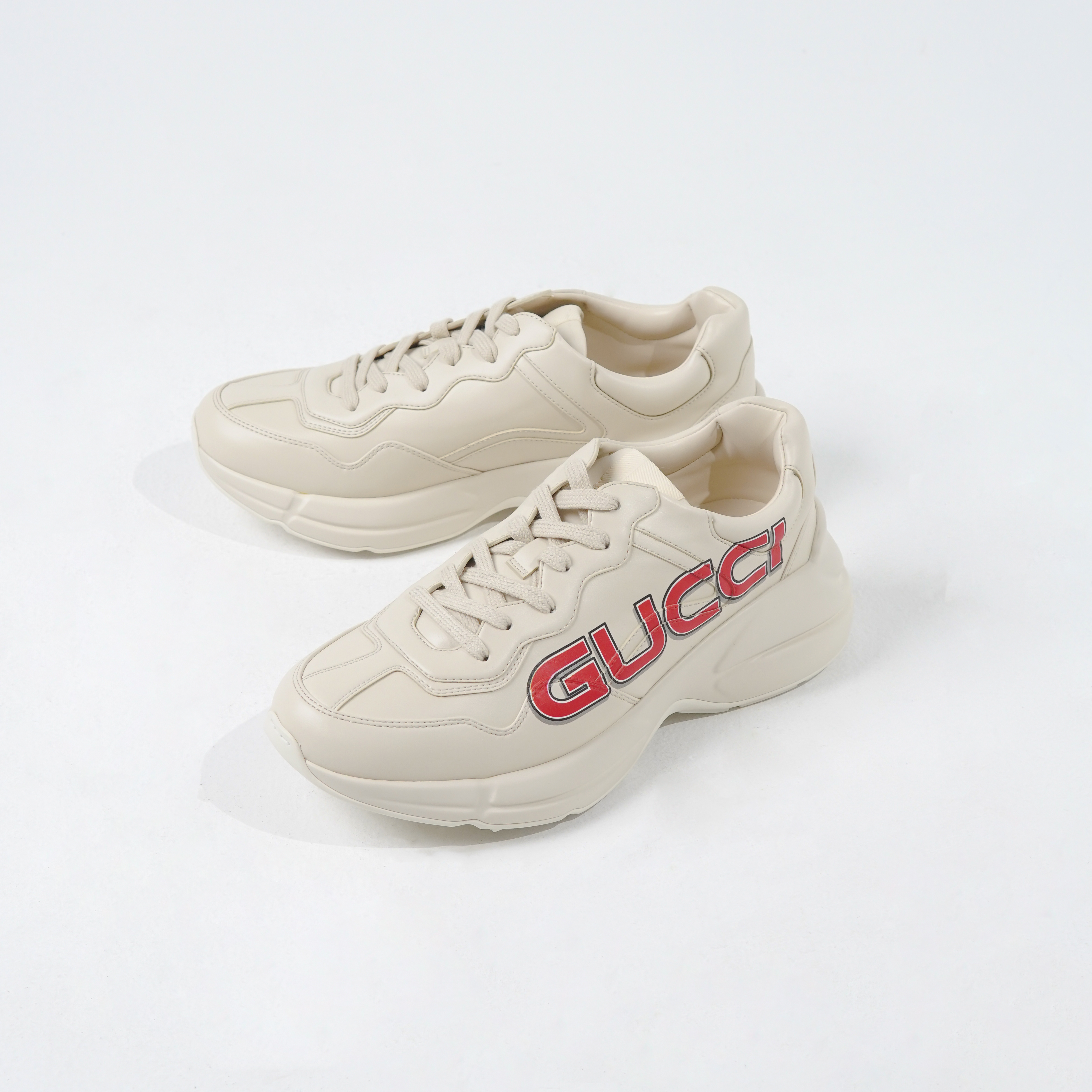 Gucci Sepatu GUCCI RYTHON TEXT RED WHITE SNEAKER 100% ORIGINAL