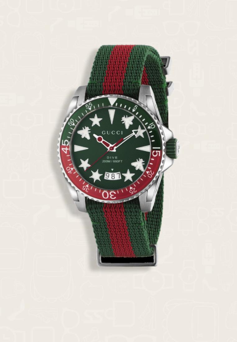 Gucci Jam Tangan Pria Gucci Dive Watch Red Green