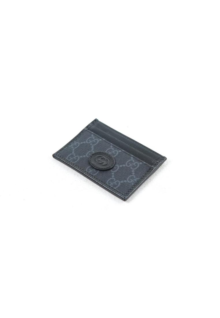 Gucci Dompet GUCCI GG MONOGRAM BLACK OVAL LOGO CARD HOLDER 100% ORIGINAL