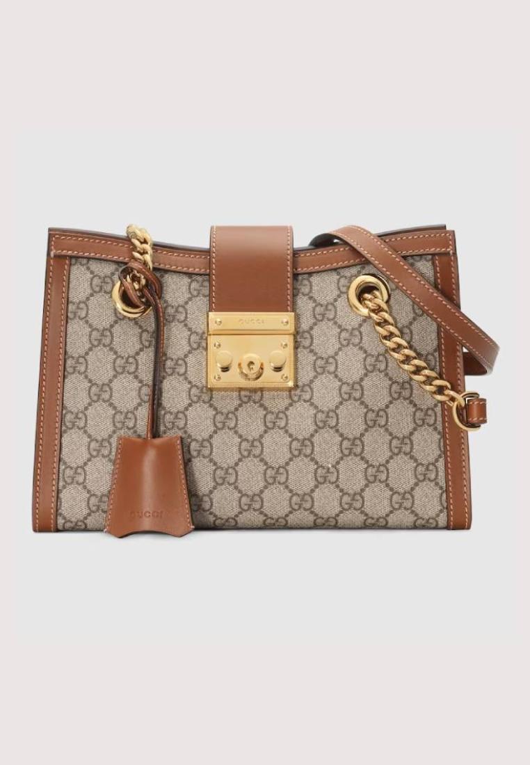 GUCCI Padlock Small GG Shoulder Bag Beige