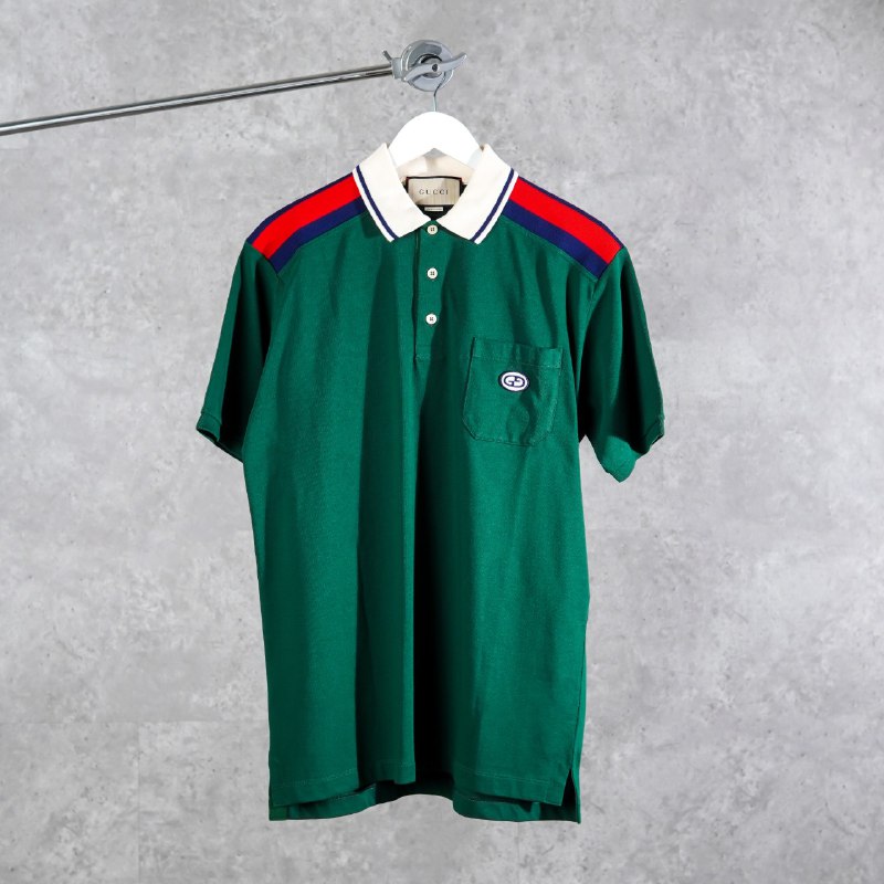 Gucci Polo GUCCI GG INTERLOCKING BAND TAPE STRIPE RED NAVY GREEN POLO 100% ORIGINAL