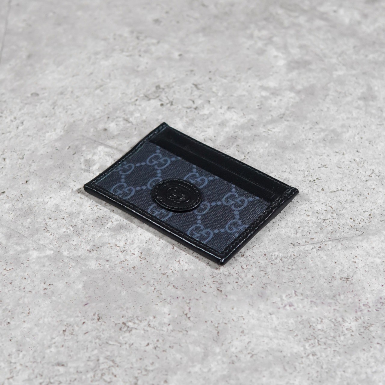 Gucci Dompet GUCCI GG MONOGRAM BLACK OVAL LOGO CARD HOLDER 100% ORIGINAL