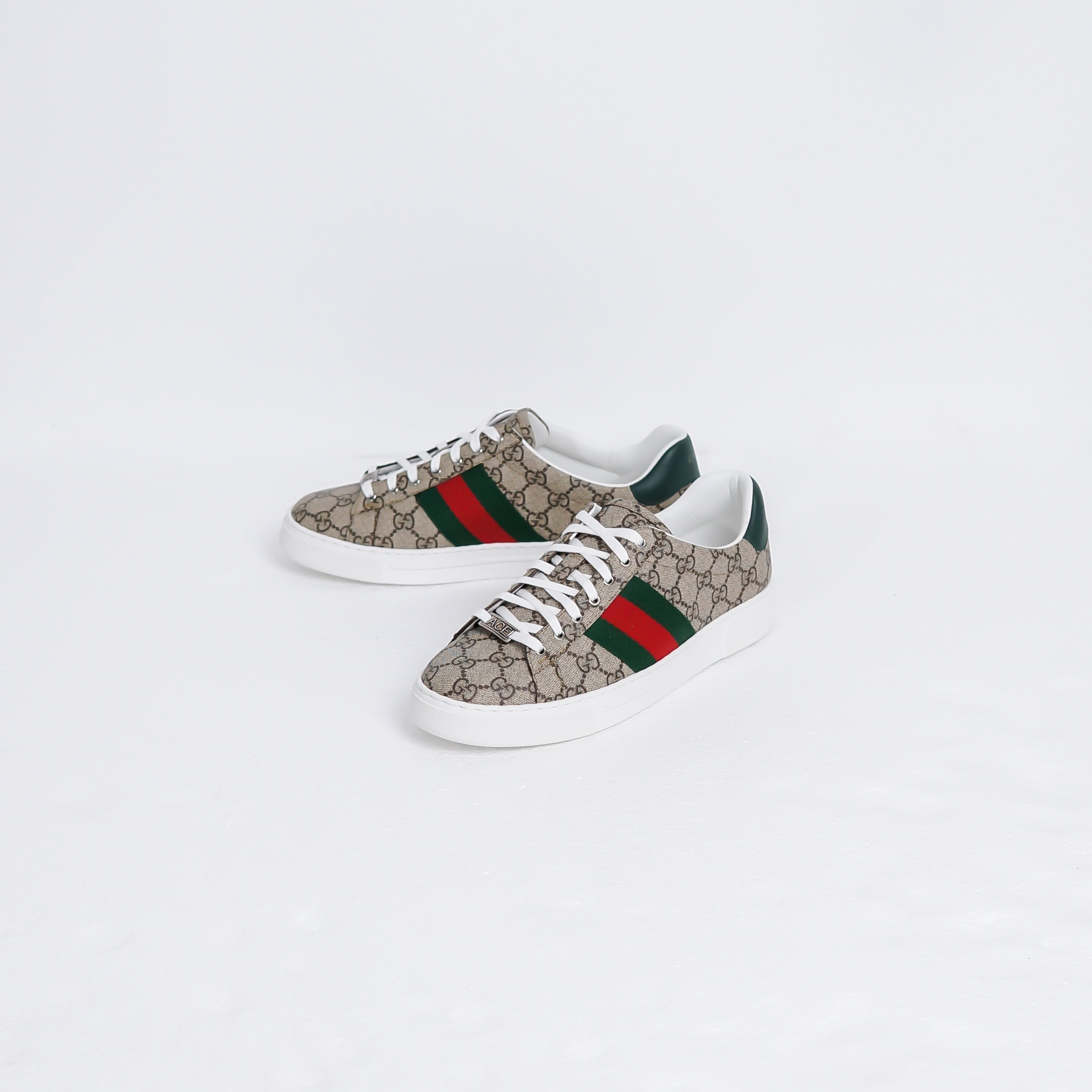 Gucci Sepatu GUCCI ACE GG MONOGRAM BEIGE SNEAKER 100% ORIGINAL