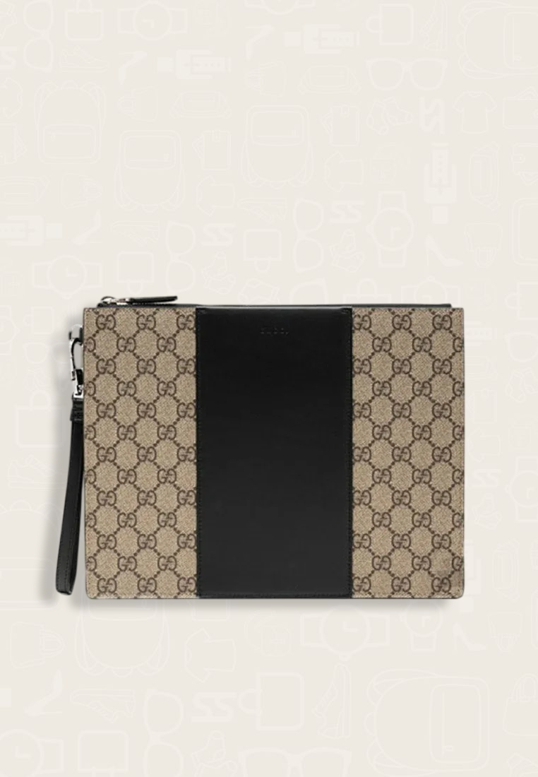 Gucci Canvas With Leather Clutch Men's Ebony