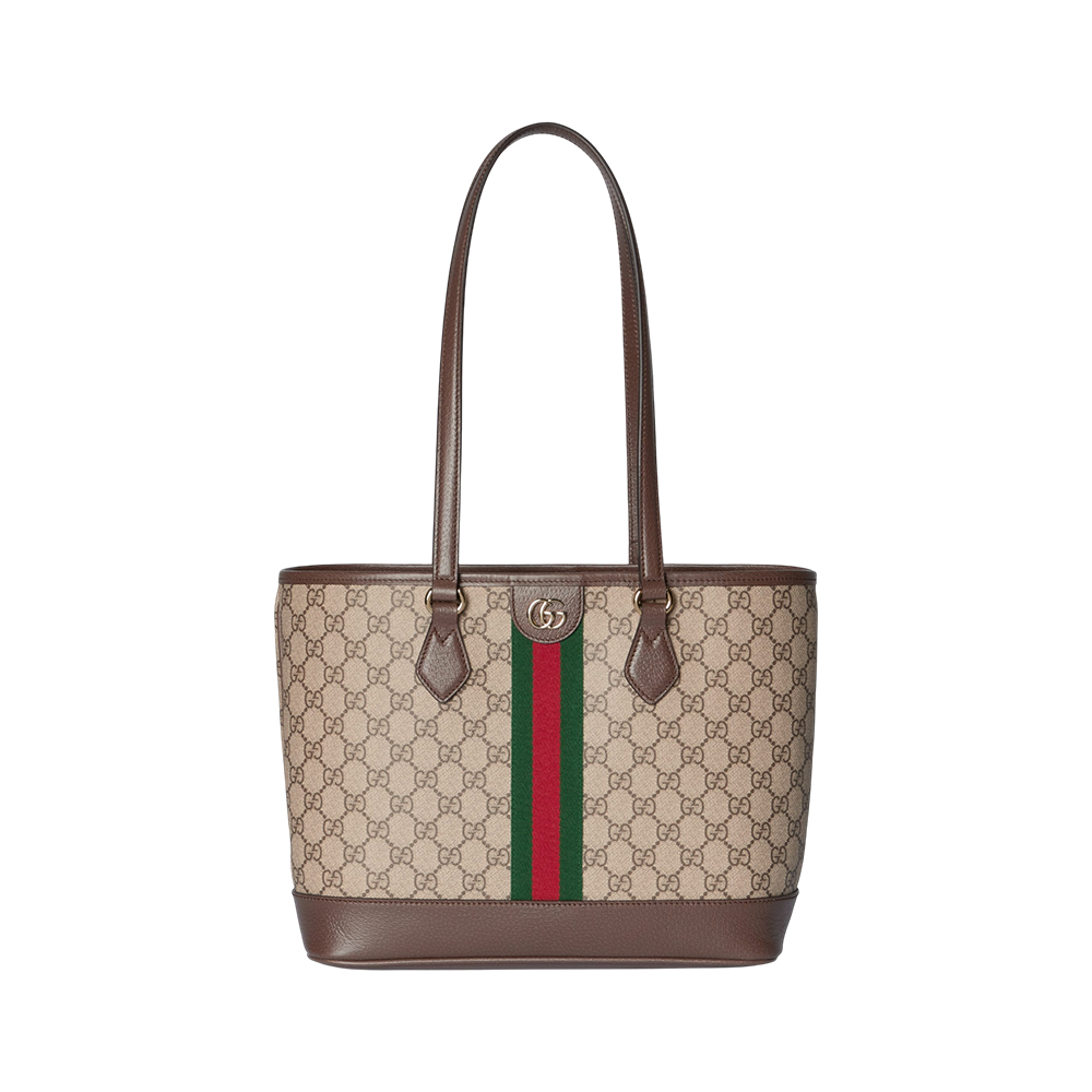 Gucci Ophidia Medium Tote Bag GG Monogram Beige Dark Brown