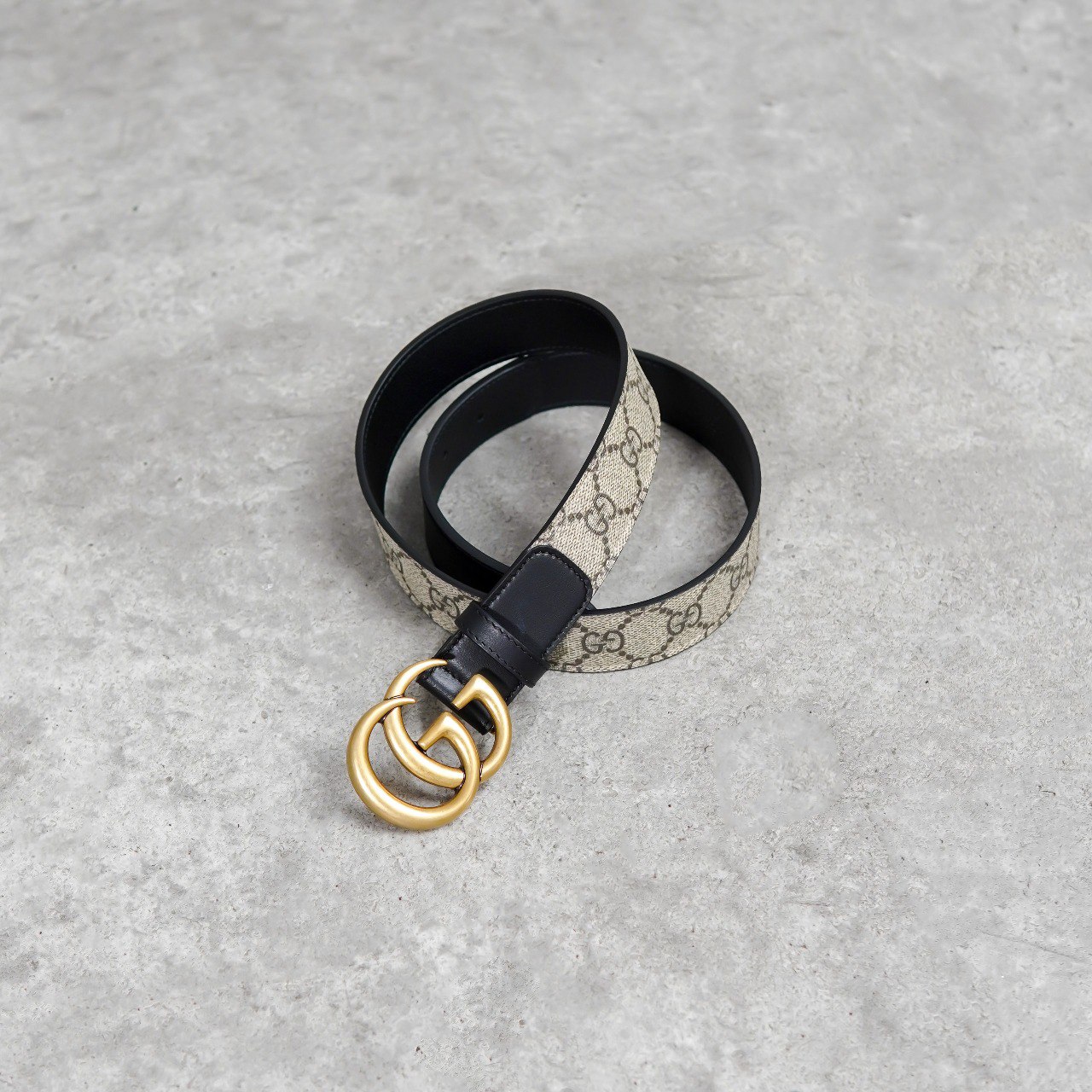 Gucci Ikat Pinggang GUCCI MARMONT MONOGRAM BEIGE BLACK GHW BELT 100% ORIGINAL