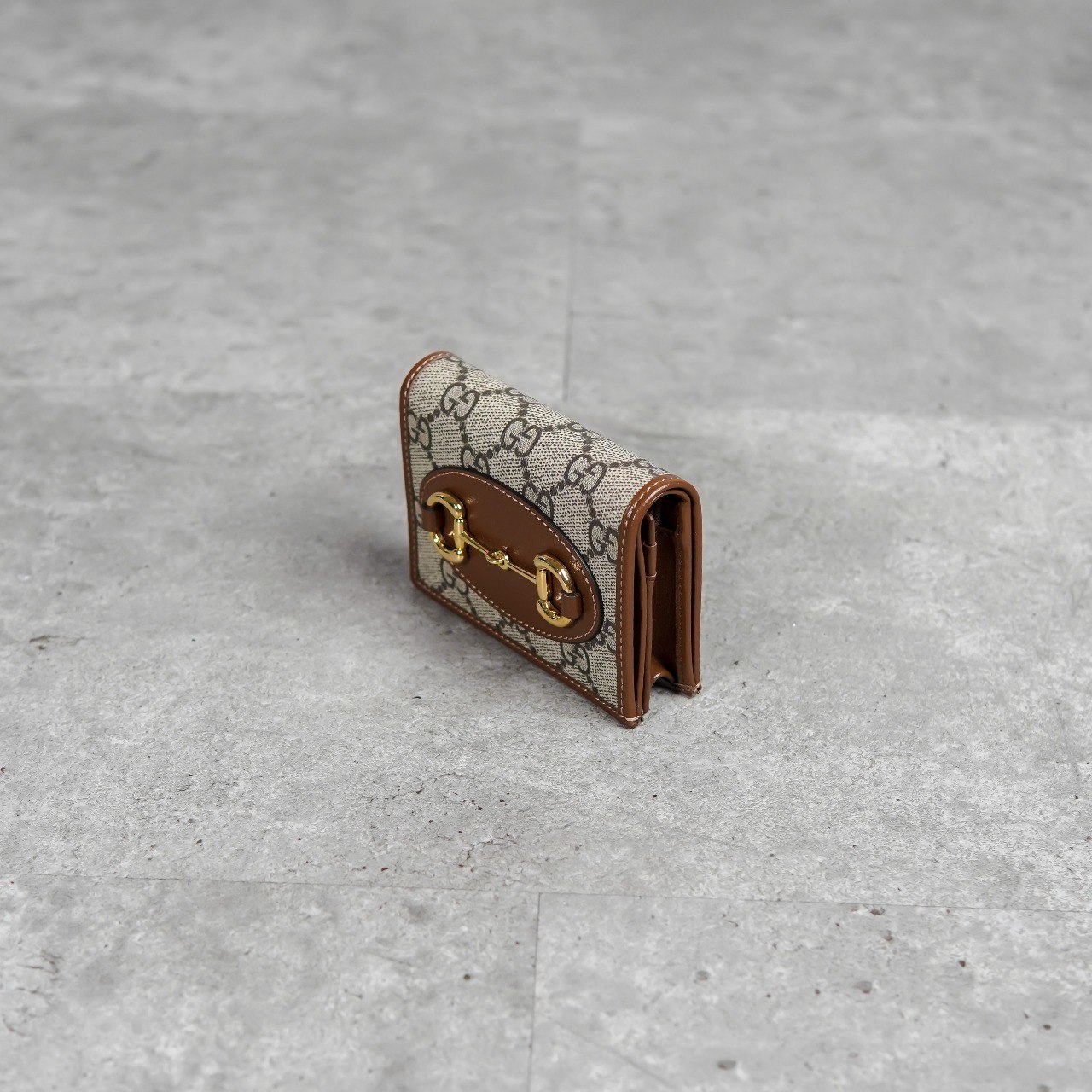 Gucci Dompet GUCCI HORSEBIT 1955 MONOGRAM BEIGE CAMEL BIFOLD WALLET 100% ORIGINAL