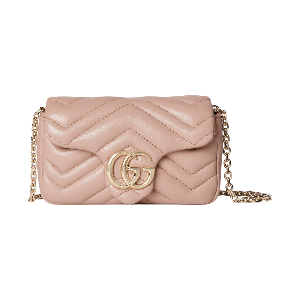 Gucci GG Marmont Mini Chain Bag Pink Beige Ghw