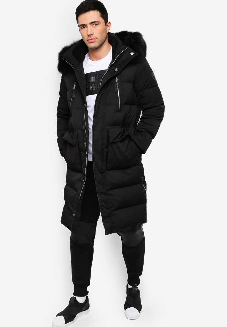 guess long down jacket with hood