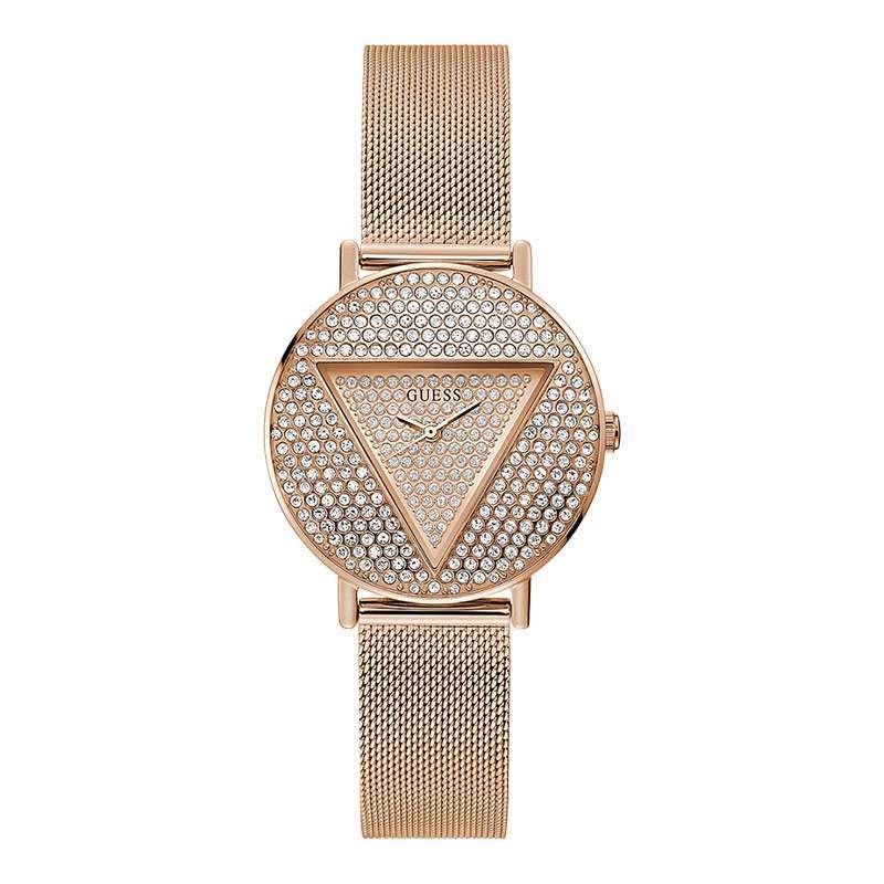 GUESS GW0477L3 ICONIC ROSEGOLD MESH STRAP DIAMOND