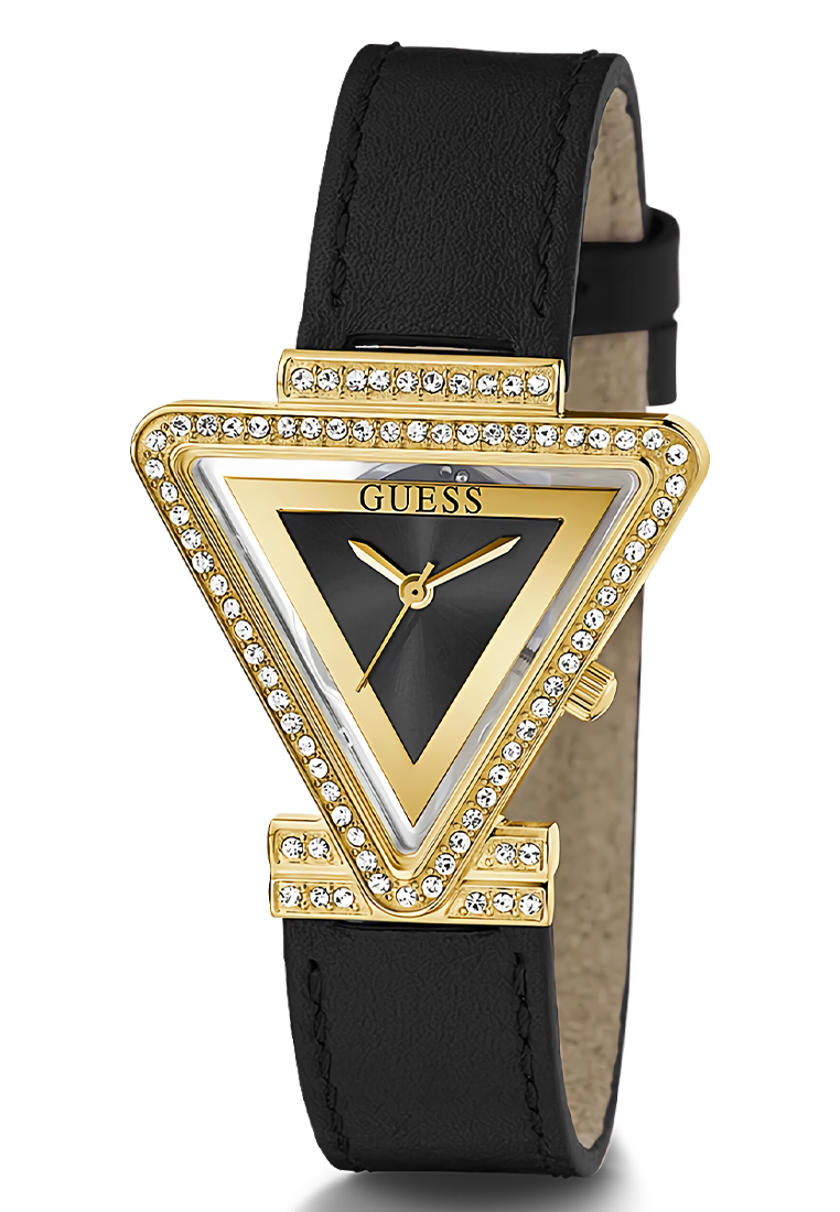 Guess GW0504L5 - Jam Tangan Wanita - Gold - Black Leather Strap