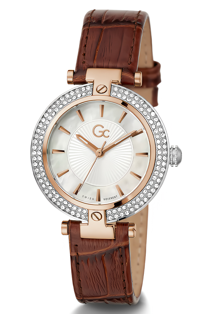 Guess Gc Vogue Mid Size Leather Women's Watch Swiss Made - Z22004L1MF
