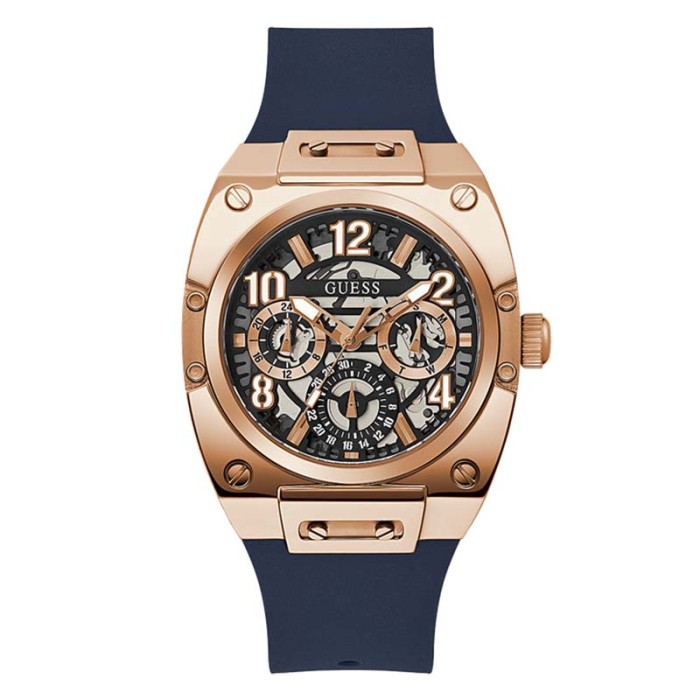 Guess GW0569G3 Rosegold Karet Biru Dial Rosegold Cowok