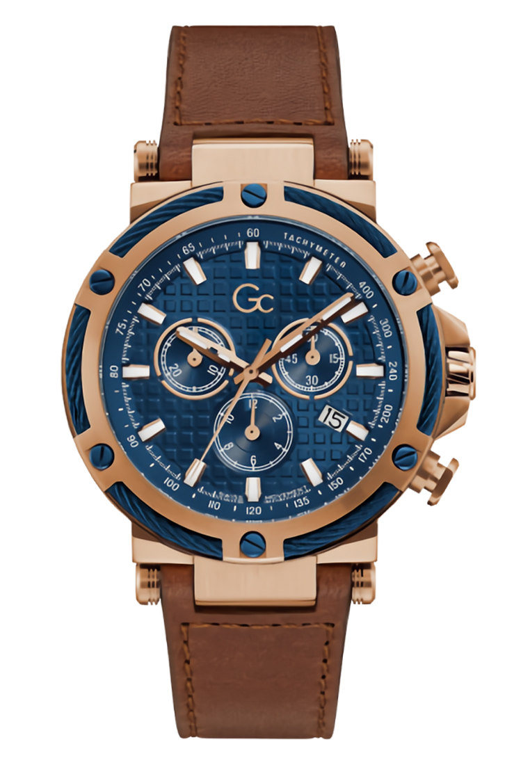 Guess Collection - Jam Tangan Pria - Rosegold - Brown Leather Strap - Y54005G7MF