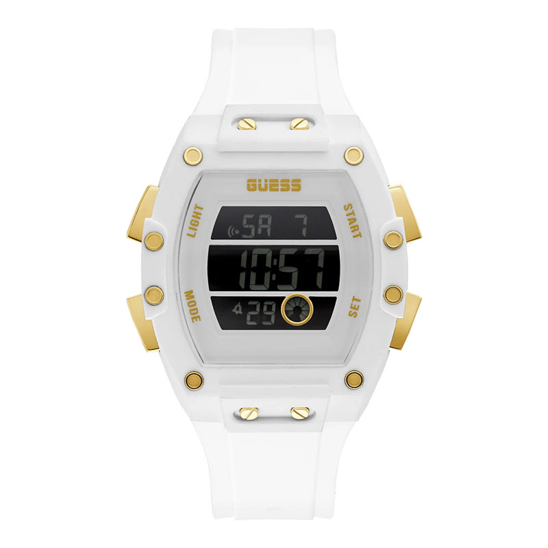 Guess Watches Jam Tangan Pria Guess PhoenixÂ GW0340G1 Men Digital Dial White Silicone Strap