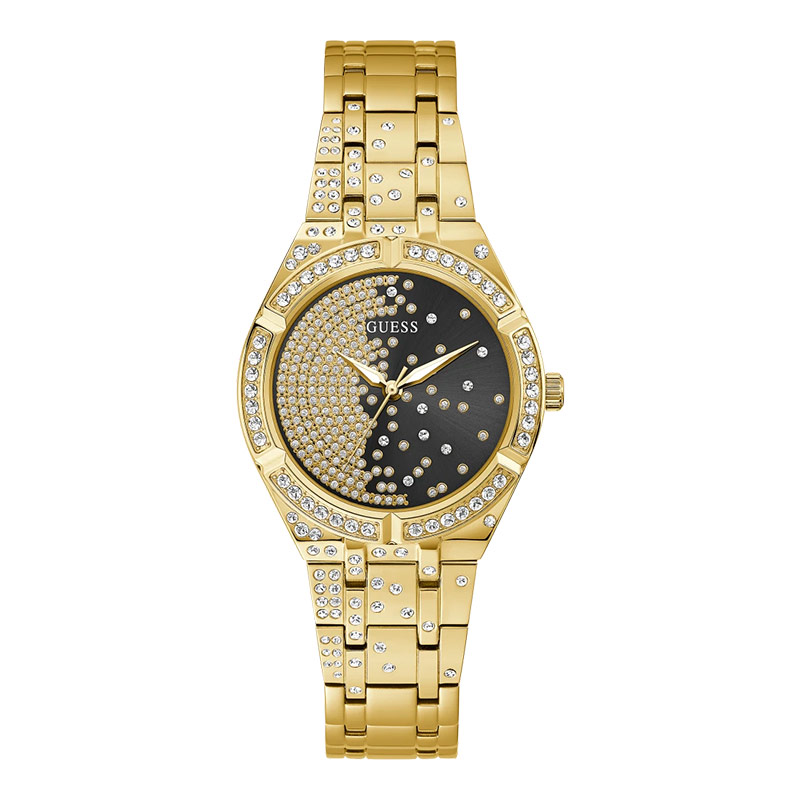 Guess Watches Jam Tangan Wanita Guess Starlet GW0312L2 Ladies Black Crystals Dial Gold Stainless Ste