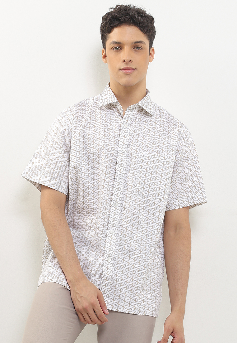 Guy Laroche Smart Casual Shirt Loraine Print - Body Fit Short White