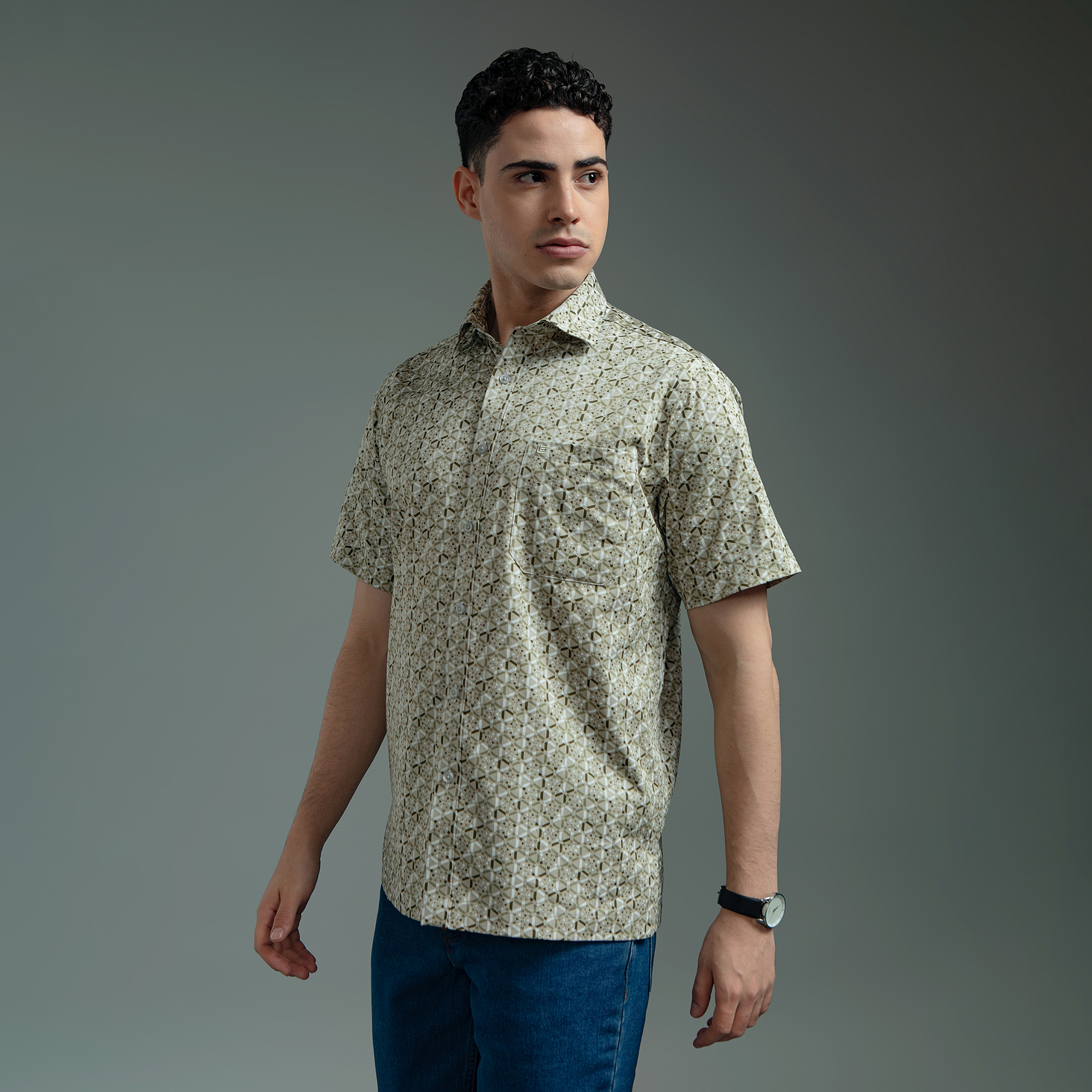 Guy Laroche Kemeja Lengan Pendek Guy Laroche Artline - Light Green Cotton Smart Casual