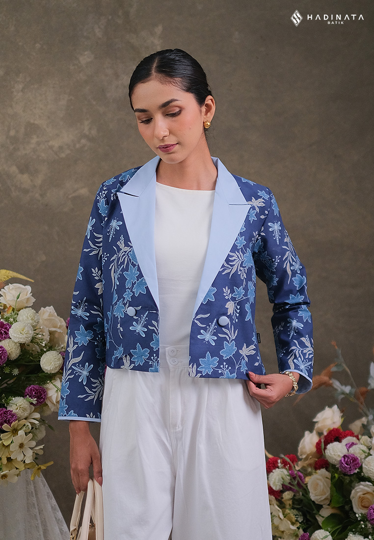 Hadinata Batik Premium Blazer Wanita Vidalea Navy