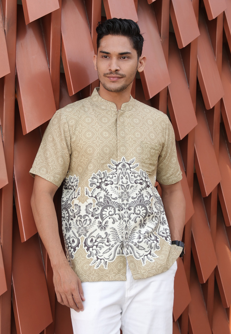 Hadinata Batik Pria Kemeja Pendek Koko Dobby Zeki Zahra Raya Series