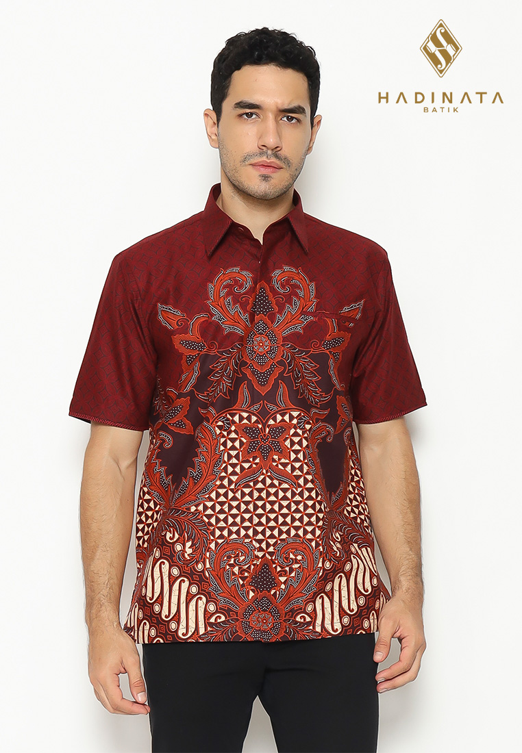 Hadinata Batik Hadinata Embroidery Batik Kemeja Pendek Lintang Lila