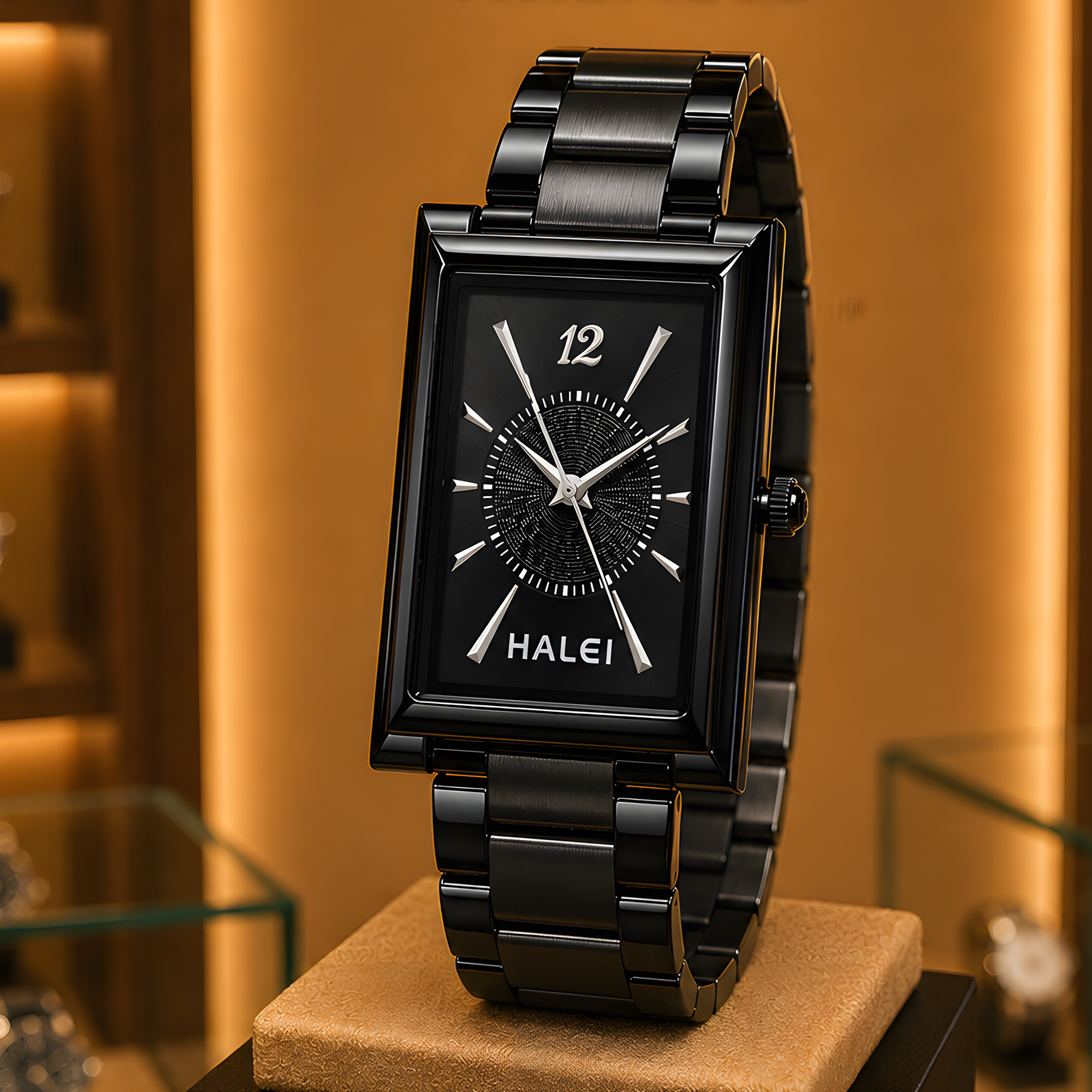 Halei - Jam Tangan Analog Pria - Black Zinc Alloy Case & Band - H425M-BK