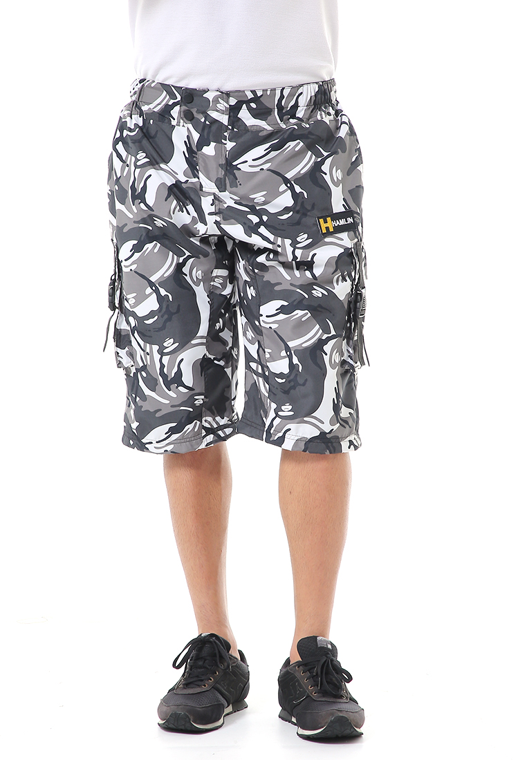 Hamlin Grissham Celana Cargo Pendek Pria Short Pants Kasual Motif Loreng Material Parasut ORIGINAL -